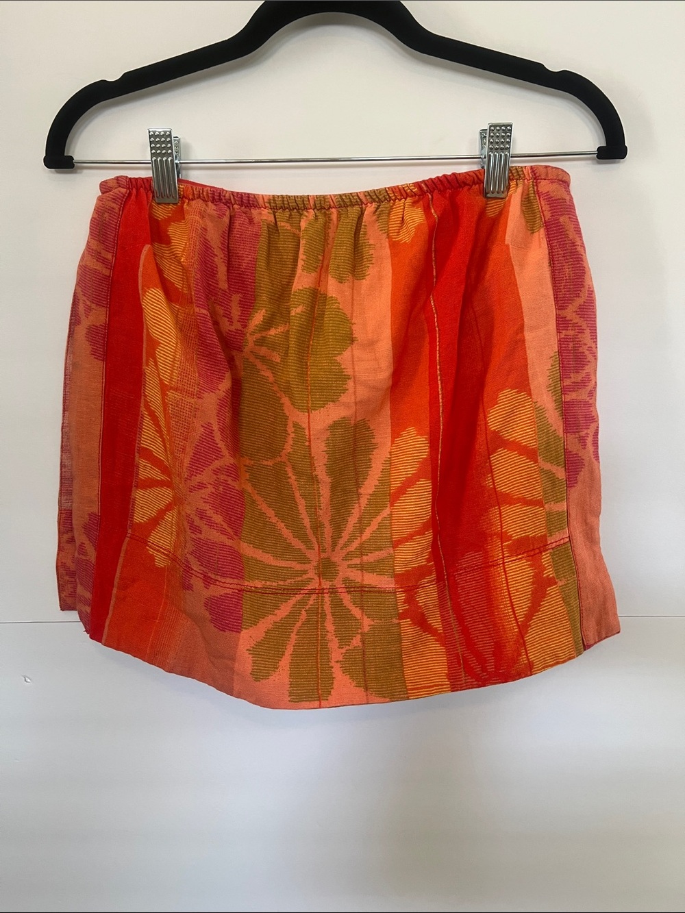 Free People Women's Orange Floral Stripe Mini Skirt - Size XS